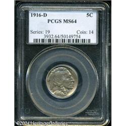 1916-D 5C MS64 PCGS. Well struck, except for weakn 1916-D 5C MS64 PCGS.