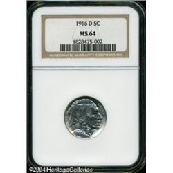 1916-D 5C MS64 NGC. Bright, chrome-like surfaces w 1916-D 5C MS64 NGC.