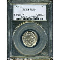 1924-D 5C MS64 PCGS. Faint light gold and pale blu 1924-D 5C MS64 PCGS.