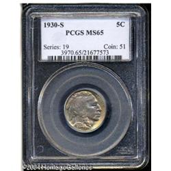 1930-S 5C MS65 PCGS. Beautiful iridescent multicol 1930-S 5C MS65 PCGS.
