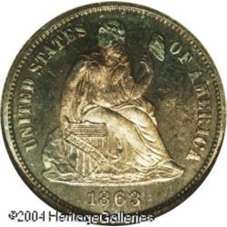 1863 10C PR66 NGC. One of only 460 proofs, the 186 1863 10C PR66 NGC.
