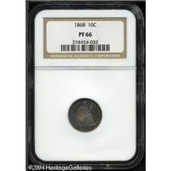 1868 10C PR66 NGC. The deep cobalt-blue toning has 1868 10C PR66 NGC.