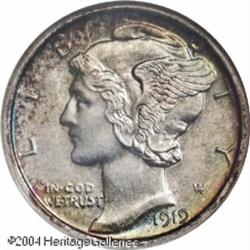 1919-D 10C MS65 Full Bands NGC. A conditionally ra 1919-D 10C MS65 Full Bands NGC.