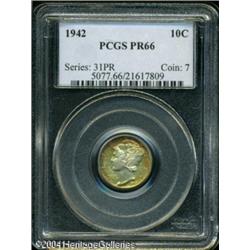 1942 10C PR66 PCGS. Splendid ruby-red, lemon, and 1942 10C PR66 PCGS.