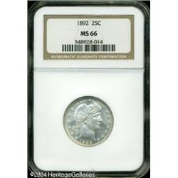 1892 25C MS66 NGC. Type Two Reverse. Bright lustro 1892 25C MS66 NGC.