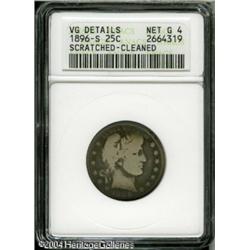 1896-S 25C --Scratched, Cleaned--ANACS. VG Details, N 1896-S 25C --Scratched, Cleaned--ANACS. VG Det