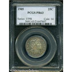 1905 25C PR63 PCGS. Lavish original toning adorns 1905 25C PR63 PCGS.