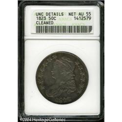 1823 50C --Cleaned--ANACS. Unc Details, Net AU55. O 1823 50C --Cleaned--ANACS. Unc Details, Net AU55