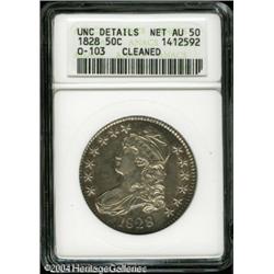1828 50C Curl Base 2, No Knob--Cleaned--ANACS. Unc D 1828 50C Curl Base 2, No Knob--Cleaned--ANACS. 