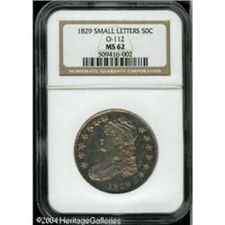 1829 50C MS62 NGC. O-112, R.1. Die lines east of t 1829 50C MS62 NGC.
