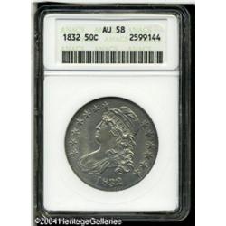 1832 50C Small Letters AU58 ANACS. O-108, R.3. Sil 1832 50C Small Letters AU58 ANACS.