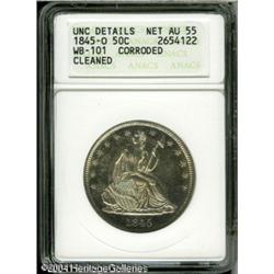1845 50C --Corroded, Cleaned--ANACS. Unc Details, Net 1845 50C --Corroded, Cleaned--ANACS. Unc Detai