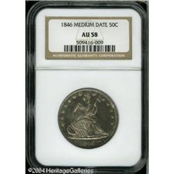 1846 50C Medium Date AU58 NGC. WB-102. This variet 1846 50C Medium Date AU58 NGC.