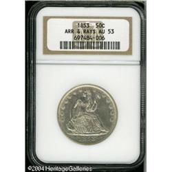 1853 50C Arrows and Rays AU53 NGC. Bright white co 1853 50C Arrows and Rays AU53 NGC.