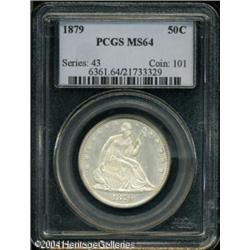 1879 50C MS64 PCGS. The bright surfaces reveal nea 1879 50C MS64 PCGS.