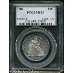 1886 50C MS63 PCGS. The fields are virtually proof 1886 50C MS63 PCGS.