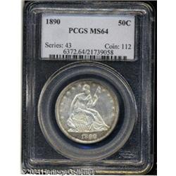 1890 50C MS64 PCGS. Spotted golden-brown toning gr 1890 50C MS64 PCGS.