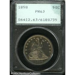 1858 50C PR63 PCGS. Golden-brown and lilac colors 1858 50C PR63 PCGS.