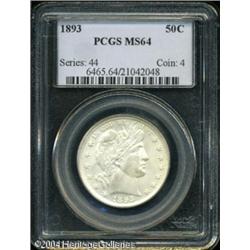 1893 50C MS64 PCGS. The design elements are crispl 1893 50C MS64 PCGS.