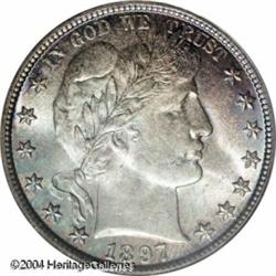 1897 50C MS66 PCGS. A gorgeous Gem with exceptiona 1897 50C MS66 PCGS.