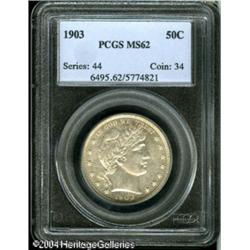 1903 50C MS62 PCGS. Light olive-gold color visits 1903 50C MS62 PCGS.