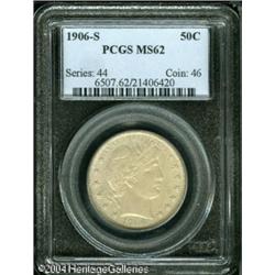 1906-S 50C MS62 PCGS. A coating of milky-gray pati 1906-S 50C MS62 PCGS.