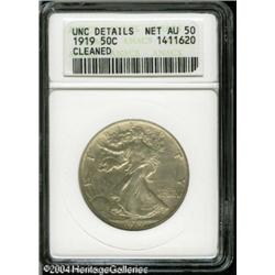 1919 50C --Cleaned--ANACS. Unc Details, Net AU50. N 1919 50C --Cleaned--ANACS. Unc Details, Net AU50