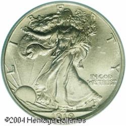 1919-D 50C AU58 PCGS. An untoned rare date Walker 1919-D 50C AU58 PCGS.