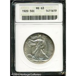 1920 50C MS63 ANACS. A light film of olive-gold co 1920 50C MS63 ANACS.