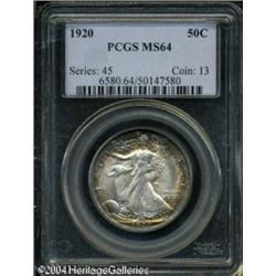 1920 50C MS64 PCGS. Golden-brown and apple-green c 1920 50C MS64 PCGS.