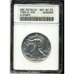 1920-D 50C --Cleaned--ANACS. Unc Details, Net AU55. 1920-D 50C --Cleaned--ANACS. Unc Details, Net AU