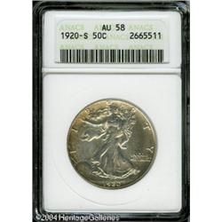 1920-S 50C AU58 ANACS. Typically struck but nearly 1920-S 50C AU58 ANACS.
