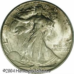 1927-S 50C MS64 PCGS. A very elusive early Walker, 1927-S 50C MS64 PCGS.