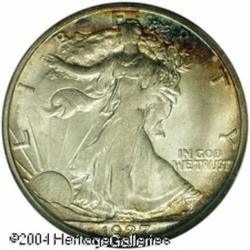 1927-S 50C MS64 NGC. Lovely golden-brown, mauve, a 1927-S 50C MS64 NGC.