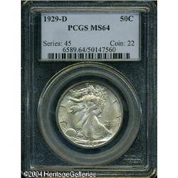 1929-D 50C MS64 PCGS. Gold and pale blue patina al 1929-D 50C MS64 PCGS.