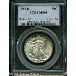 1934-D 50C MS65 PCGS. Light tan and olive color il 1934-D 50C MS65 PCGS.