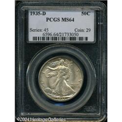 1935-D 50C MS64 PCGS. Powder-blue and light rose-b 1935-D 50C MS64 PCGS.