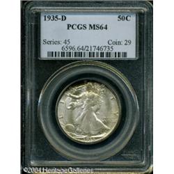 1935-D 50C MS64 PCGS. Speckles of gold-brown color 1935-D 50C MS64 PCGS.