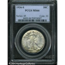 1936-S 50C MS66 PCGS. Hints of gold and gunmetal-b 1936-S 50C MS66 PCGS.