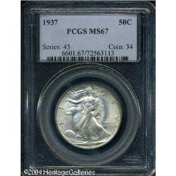 1937 50C MS67 PCGS. A thin veneer of speckled oliv 1937 50C MS67 PCGS.