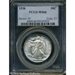 1938 50C MS66 PCGS. Silver-gray surfaces display v 1938 50C MS66 PCGS.