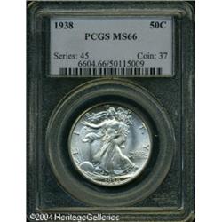 1938 50C MS66 PCGS. Brilliant surfaces display ver 1938 50C MS66 PCGS.