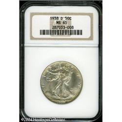 1938-D 50C MS65 NGC. Whispers of olive toning grav 1938-D 50C MS65 NGC.