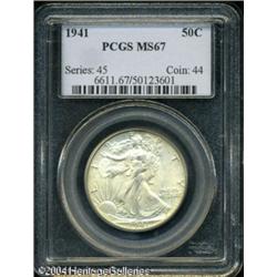 1941 50C MS67 PCGS. Dusky golden-gray color bathes 1941 50C MS67 PCGS.