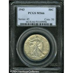 1943 50C MS66 PCGS. Boldly struck, including sharp 1943 50C MS66 PCGS.