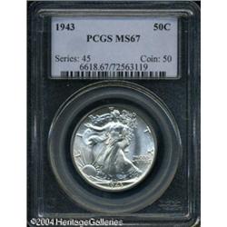 1943 50C MS67 PCGS. This Walker is awash in vibran 1943 50C MS67 PCGS.