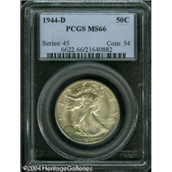 1944-D 50C MS66 PCGS. Well struck and impeccably p 1944-D 50C MS66 PCGS.