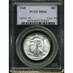 1945 50C MS66 PCGS. A well struck, carefully prese 1945 50C MS66 PCGS.