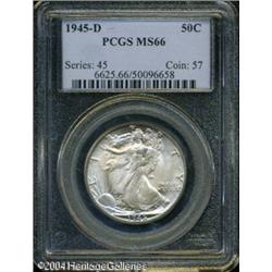 1945-D 50C MS66 PCGS. Scintillating luster radiate 1945-D 50C MS66 PCGS.