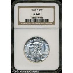 1945-D 50C MS66 NGC. Blazing with satiny luster, w 1945-D 50C MS66 NGC.